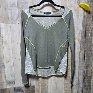Fox Racing Green Lace V Neck Tee Small Moto Biker Buckle Designer